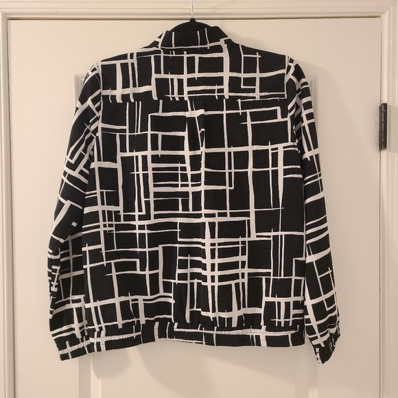 Susan Graver Bomber Jacket Peachskin Zip-Front Art Deco Avant Pop Bold Size XS - Picture 2 of 15